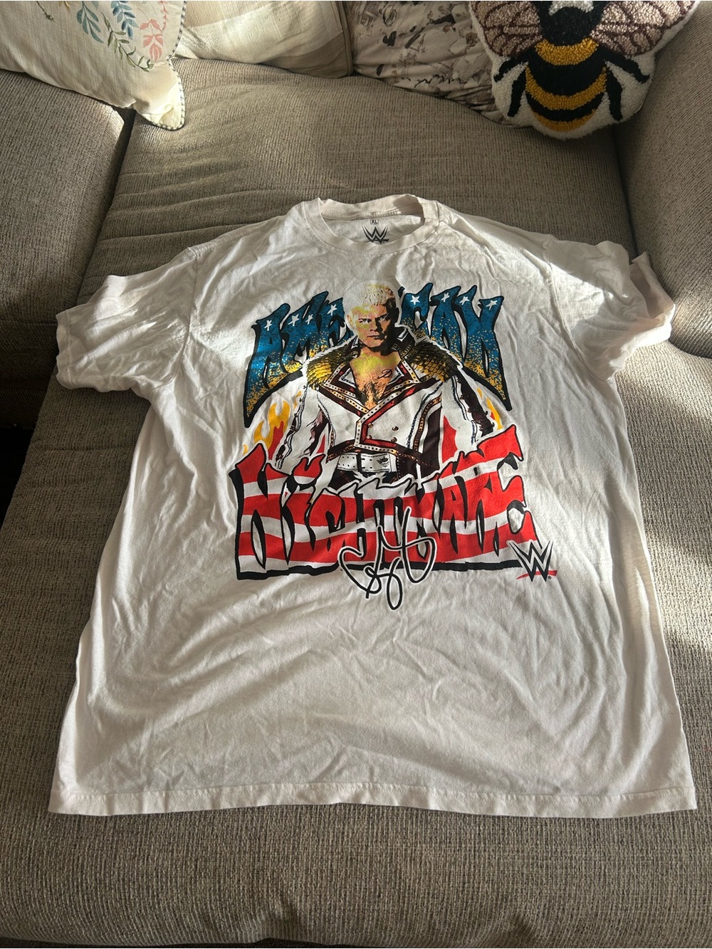 White WWE Graphic Men’s T‑Shirt - Cody Rhodes American nightmare Design